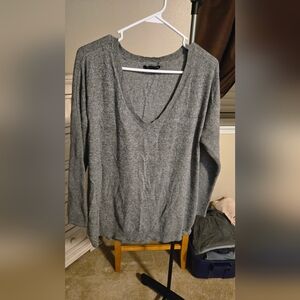 American Eagle Outfitters Gray V-Neck Sweater